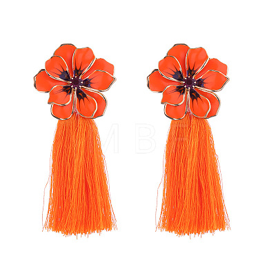 Bohemian Flower Alloy Enamel Tassel Stud Earrings FS-WGC9871-03-1