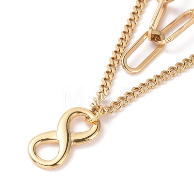 Vacuum Plating 304 Stainless Steel Double Chains Multi Layered Necklace with Infinity Charm for Women STAS-E155-19G-1