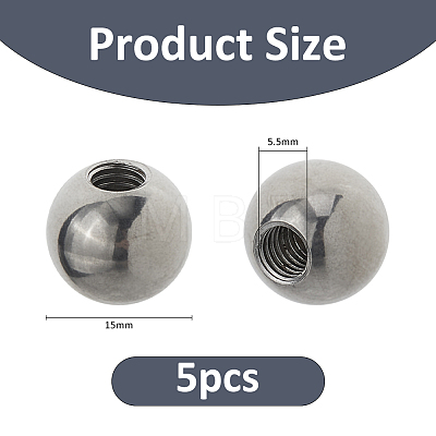 5Pcs 304 Stainless Steel Round Cord End Caps STAS-FH0002-40C-1