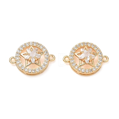 Brass Micro Pave Clear Cubic Zirconia Connector Charms CU-CBA3F77-09G-1