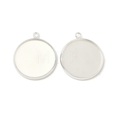Flat Round Brass Pendant Cabochon Settings KK-K414-14G-S-1