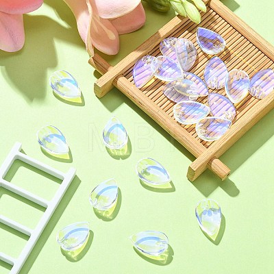 Electroplated Transparent Glass Pendants GLAA-YW0003-13-1