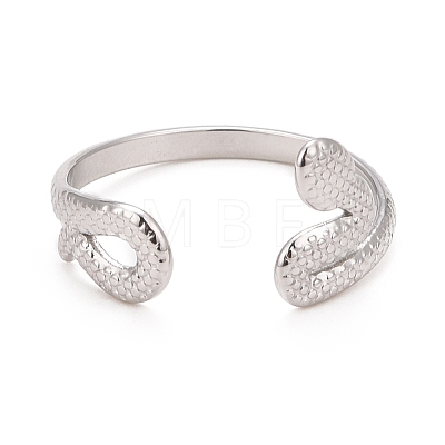 304 Stainless Steel Snake Wrap Open Cuff Ring for Women RJEW-C025-18P-1
