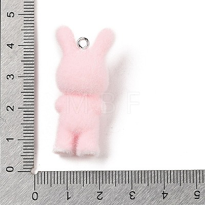 Flocking Resin Cute Bunny Pendants MACR-P043-J02-1