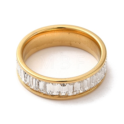 Vacuum Plating 304 Stainless Steel Finger Ring with Cubic Zirconia RJEW-Z029-02G-1