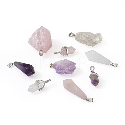  Jewelry 9Pcs 9 Styles Natural Gemstone Pendants G-PJ0001-02-1