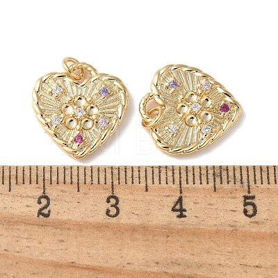 Brass Micro Pave Clear Cubic Zirconia Pendants KK-Q031-44G-10-1