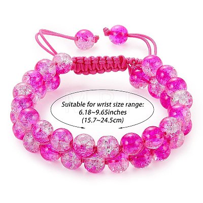 Sparkling Round Glass Braided Bead Bracelet BJEW-SW00082-05-1