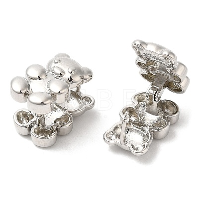 Rack Plating Brass Bear Hoop Earrings for Women EJEW-K249-04P-1