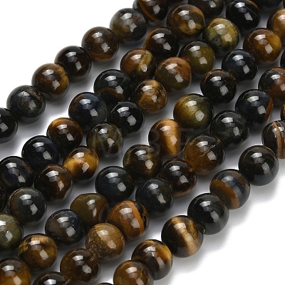 Natural Tiger Eye Beads Strands G-F591-18-8mm-08-1