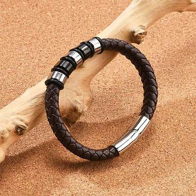 Braided Leather Cord Bracelets for Men BJEW-Z081-11P-02-1