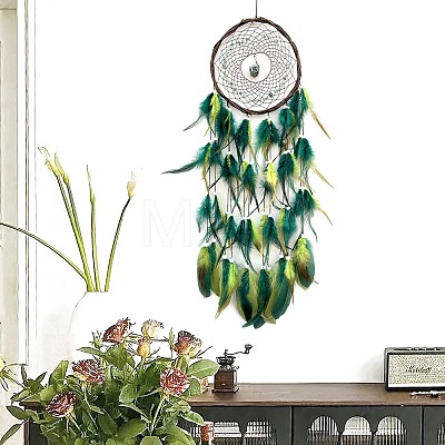 Rattan Woven Net/Web with Feather Hanging Ornaments PW-WG6131E-05-1