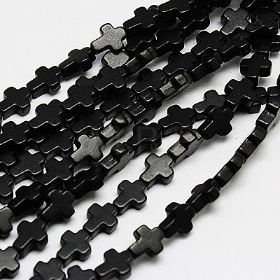 1 Strand Dyed Black Synthetic Turquoise Cross Beads Strands X-TURQ-G112-8x10mm-10-1