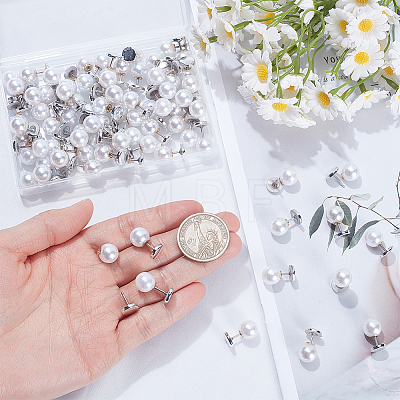 80Pcs Plastic Imitation Pearl Anti-glare Lapel Pins Brooches JEWB-SP0001-12A-1