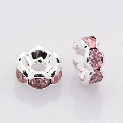 Brass Rhinestone Spacer Beads RB-A014-L8mm-27S-NF-1