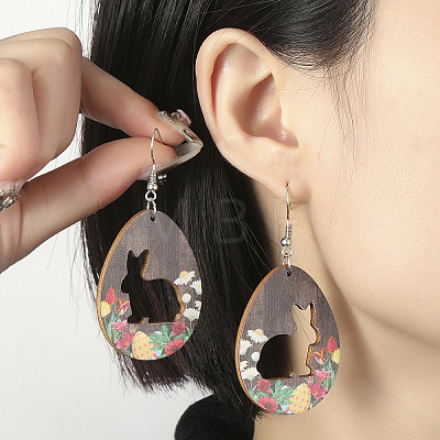Easter Wood Dangle Earrings FS-WG30599-03-1
