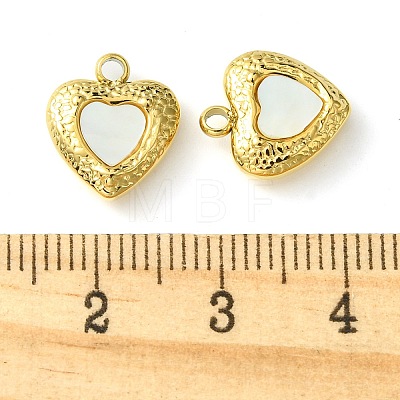 Ion Plating(IP) 304 Stainless Steel Pave Shell Heart Charms FIND-Z028-15G-1