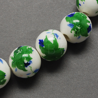 Handmade Printed Porcelain Beads PORC-Q199-10mm-18-1