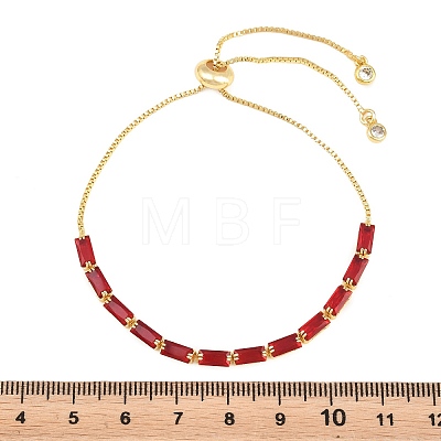 Rectangle Brass Micro Pave Cubic Zirconia Slider Bracelets KK-A305-02G-05-1