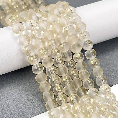 Frosted Transparent Glass Bead Strands GLAA-P065-6mm-01-1