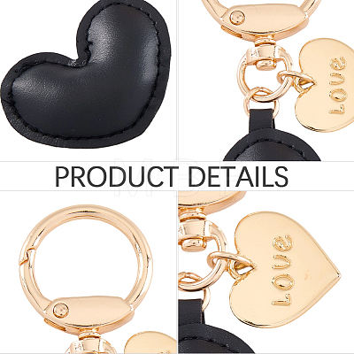 1Pc Imitation Leather Heart Keychain KEYC-CL0001-14A-1
