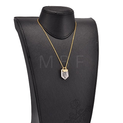 Brass Natural Crystal Pendant Necklaces NJEW-JN01460-1