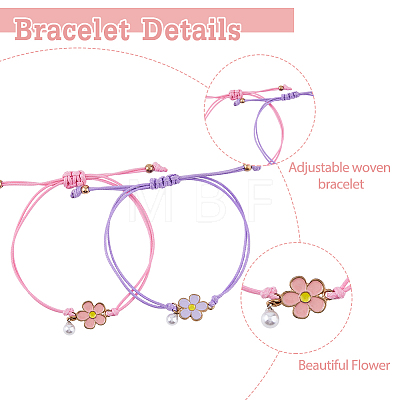 FIBLOOM 8Pcs 8 Colors Alloy Enamel Flower Link Bracelets Set BJEW-FI0001-64-1