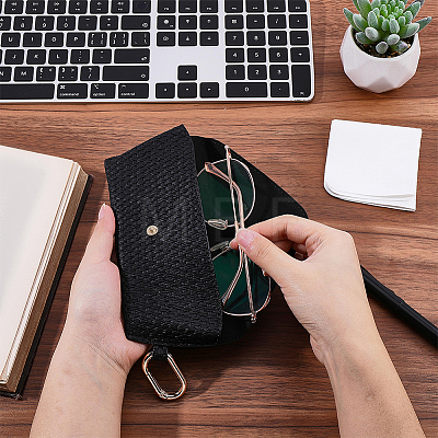 1Pc Imitation Leather with Iron Eyeglass Cases ABAG-CN0001-71A-1