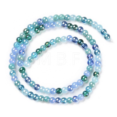 Transperant Electroplate Glass Beads Strands X-GLAA-P056-4mm-B03-1