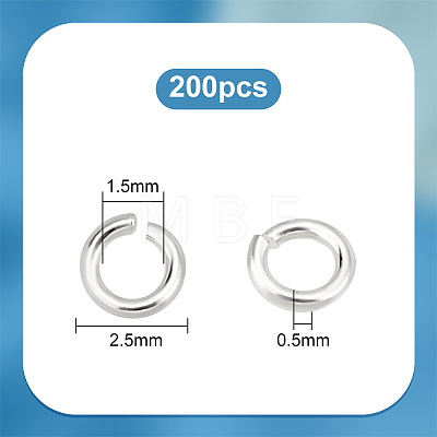   200Pcs Rhodium Plated 925 Sterling Silver Jump Rings STER-PH0001-50-1