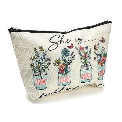 Printed Linen Storage Zipper Clutch Bags ABAG-Z002-01B-1