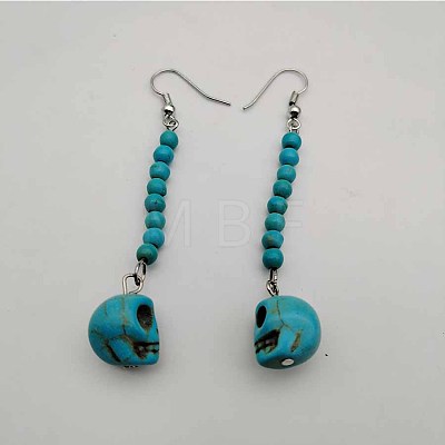 Bohemian Tassel Synthetic Turquoise & Alloy Dangle Earrings for Women RC4749-11-1