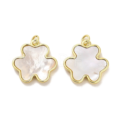 Brass Pave Shell Pendants KK-K365-08A-G-1