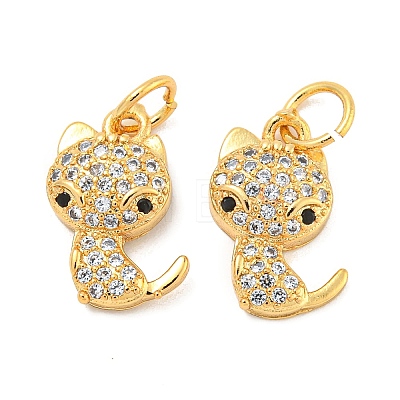 Rack Plating Brass Micro Pave Clear Cubic Zirconia Pendants KK-B093-02C-G-1