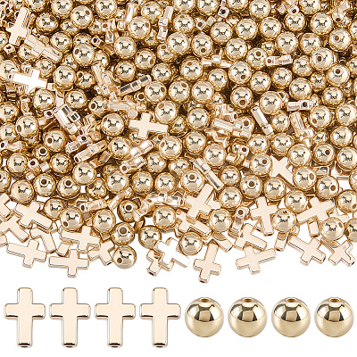 600Pcs 2 Styles CCB Plastic Beads CCB-SP0001-15B-1