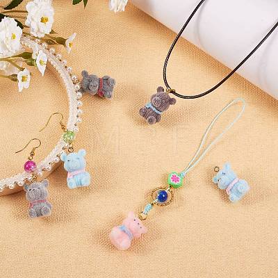 8Pcs 4 Colors Flocky Resin Pendants RESI-SZ0001-55-1