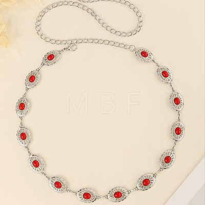 1Pc Alloy with Resin Imitation Turquoise Oval Link Chain Belts AJEW-CY0001-79A-1