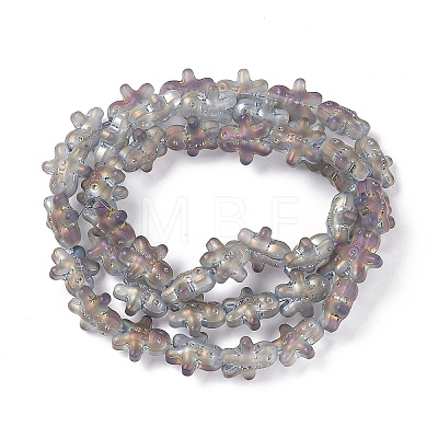 Half Rainbow Plated Forsted Electroplate Glass Beads GLAA-P005-HR02-1