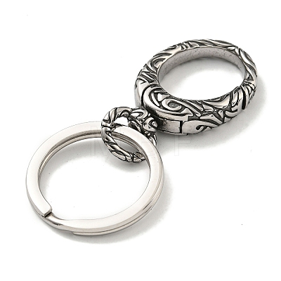 Tibetan Style 316 Surgical Stainless Steel Fittings with 304 Stainless Steel Key Ring FIND-Q101-15AS-1