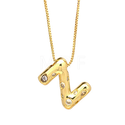 Brass Micro Pave Clear Cubic Zirconia Initial Pendant Necklaces FS-WGF17D9-02-1