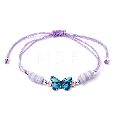 4Pcs 4 Styles Adjustable Printed Alloy Butterfly Link Bracelet Sets BJEW-JB10897-1