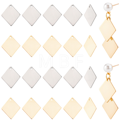 120Pcs 2 Colors 201 Stainless Steel Pendants STAS-BBC0010-53-1