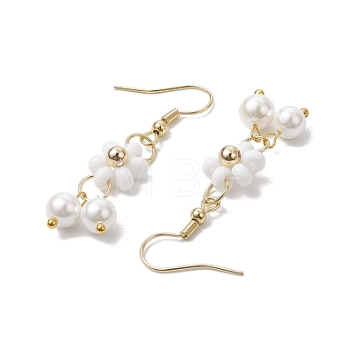 Natural Shell Pearl Beads & Glass Seed Dangle Earrings EJEW-MZ00310-03-1