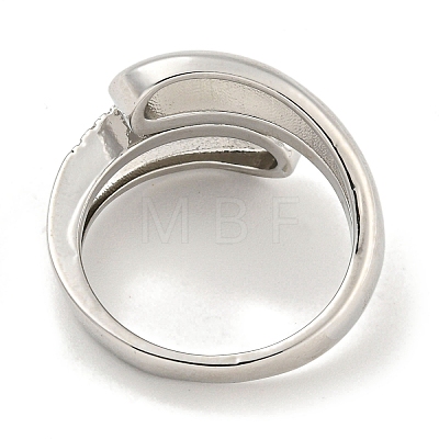 Rack Plating Brass Micro Pave Cubic Zirconia Teardrop Open Cuff Rings for Women RJEW-I104-06P-1
