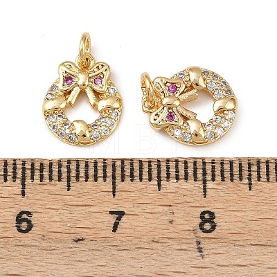 Christmas Brass Micro Pave Cubic Zirconia Charms KK-L255-18G-02-1