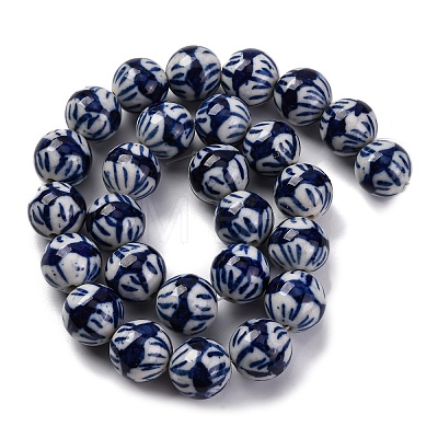 Handmade Blue and White Porcelain Beads Strands PORC-I027-04D-1