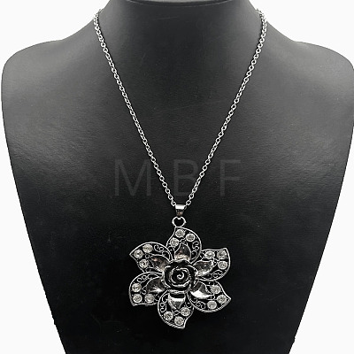 Fashion Flower Alloy Crystal Rhinestone Pendant Necklaces IO7140-4-1