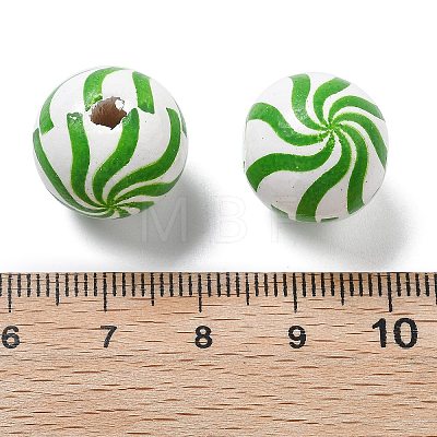 Printed Schima Wood European Beads WOOD-G023-15A-1