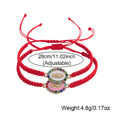2Pcs 304 Stainless Steel & Rhinestones & Resin Link Bracelets BX1909-3-1