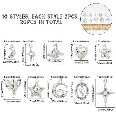 20Pcs 10 Style Alloy Pendants FIND-CA0006-46-1